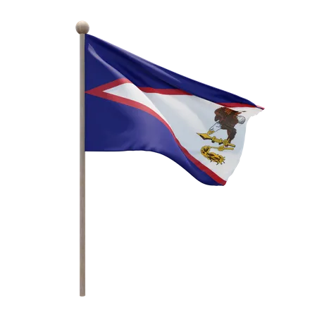 American Samoa Flag Pole  3D Flag