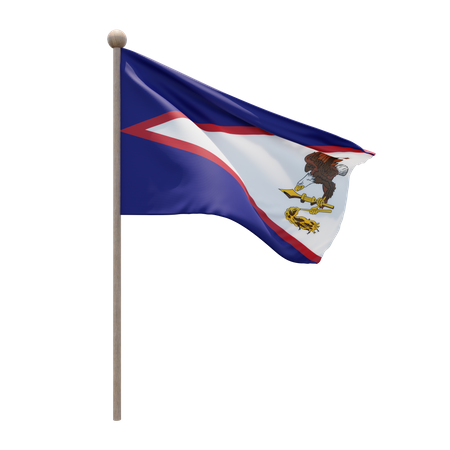 American Samoa Flag Pole 3D Illustration