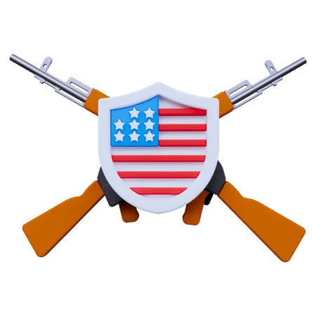 American Shield and Flags  3D Icon