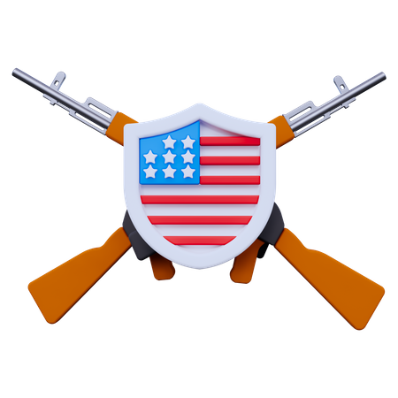 American Shield and Flags  3D Icon