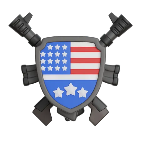 American Shield and Guns  3D Icon