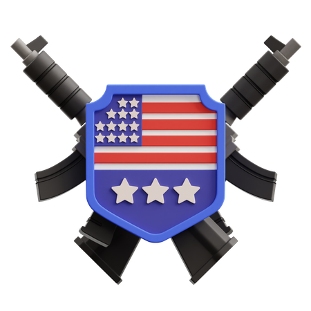 American Shield and Guns  3D Icon