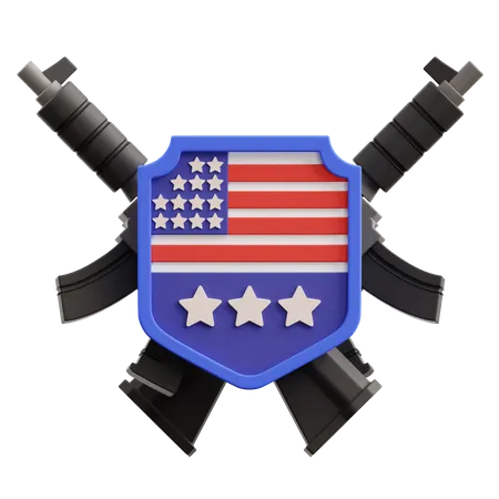 American Shield and Guns  3D Icon