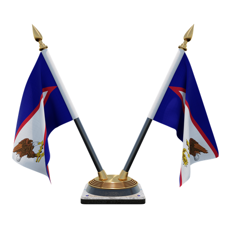 Doppelter (V) Tischflaggenständer für Amerikanisch-Samoa  3D Icon