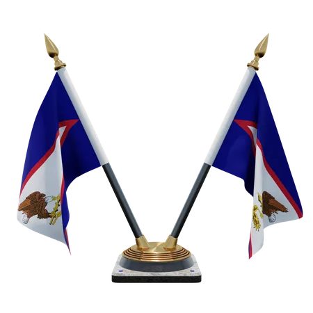 Doppelter (V) Tischflaggenständer für Amerikanisch-Samoa  3D Icon