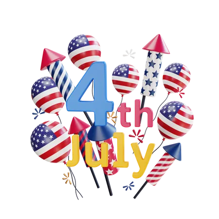 Amerikanischer Unabhängigkeitstag  3D Icon