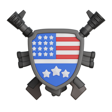 Amerikanisches Schild und Waffen  3D Icon