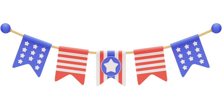Ornement de drapeaux américains  3D Icon