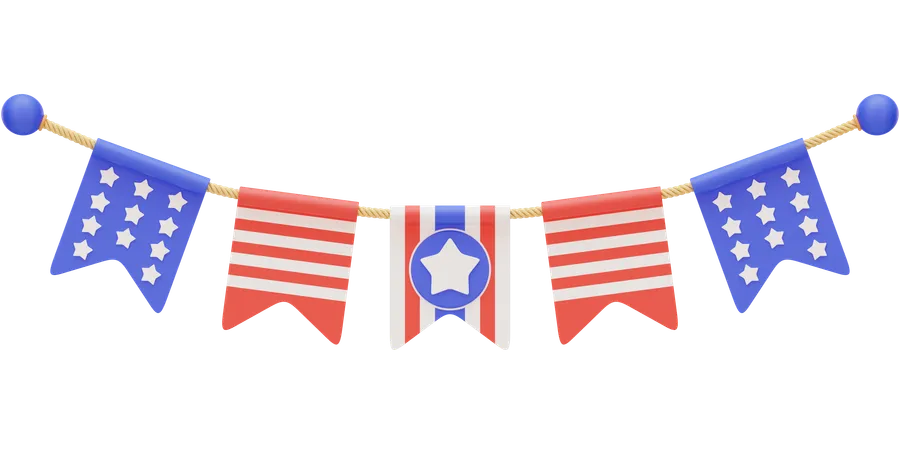 Ornement de drapeaux américains  3D Icon
