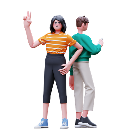 Amigos estão dizendo olá  3D Illustration