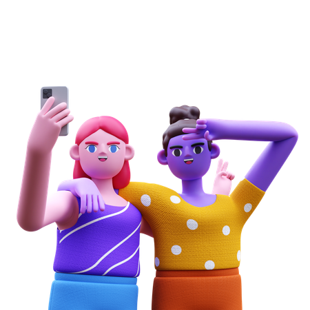 Amigos tirando selfie  3D Icon