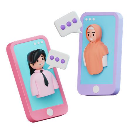 Amis en appel vidéo  3D Icon
