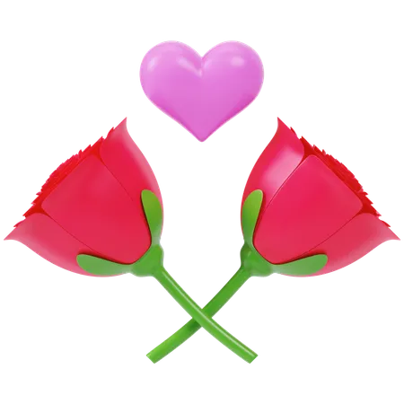 Amor com rosas  3D Icon