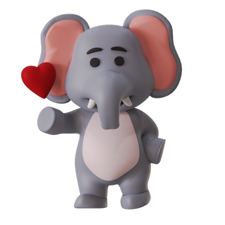 Amor de elefante  3D Illustration