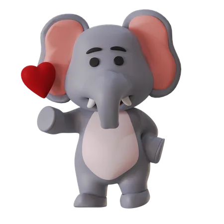 Amor de elefante  3D Illustration