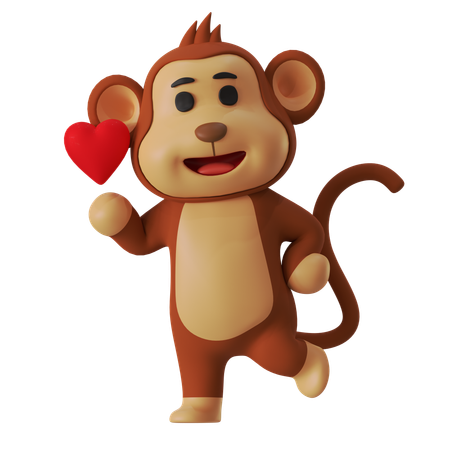 Amor de macaco  3D Illustration