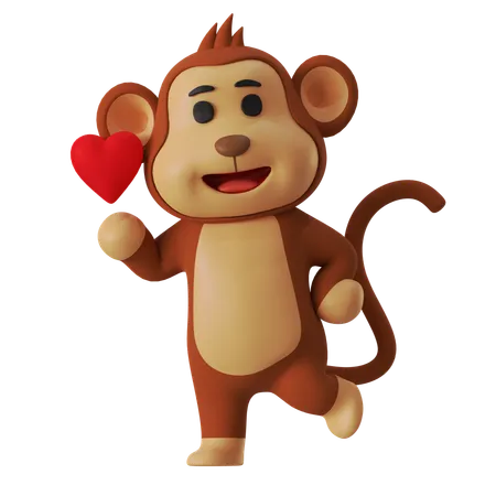 Amor de macaco  3D Illustration