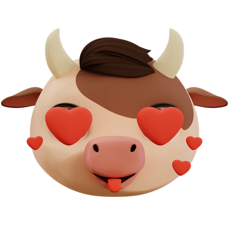 Emoji de amor de vaca  3D Icon