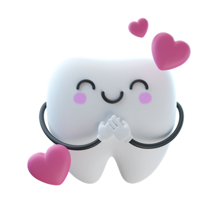 Amor de dente fofo  3D Illustration