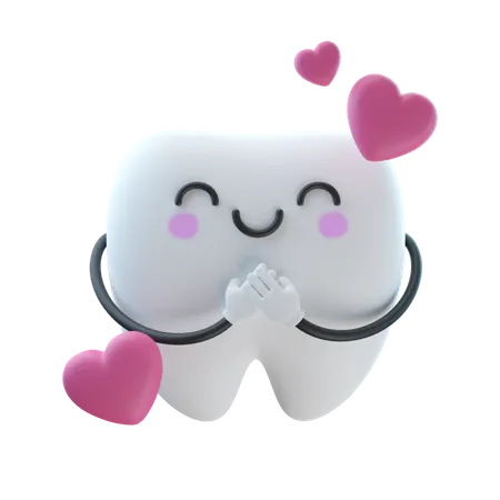 Amor de dente fofo  3D Illustration