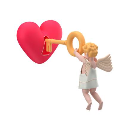 Amor Junge mit Schlüssel  3D Icon
