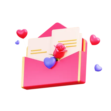 Correspondência de amor  3D Illustration