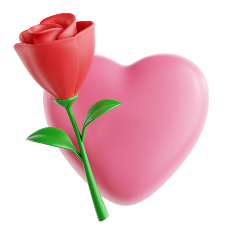 Amor y rosa  3D Icon