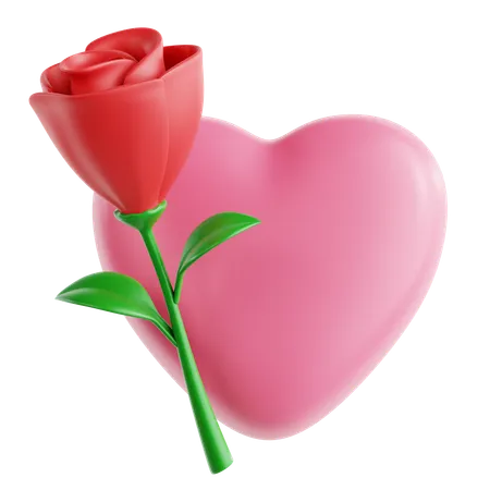 Amor y rosa  3D Icon