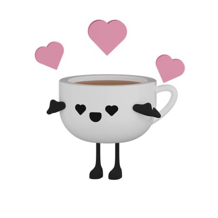 Personagem de xícara de café  3D Icon