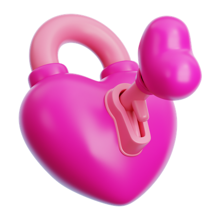 Clé d'amour et serrure  3D Icon