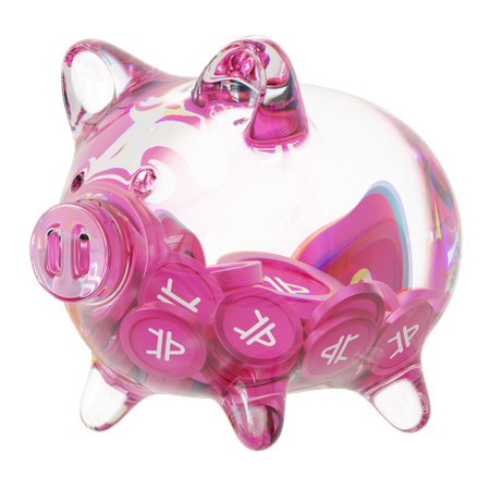 Amp Clear Glass Piggy Bank con pilas decrecientes de criptomonedas  3D Icon