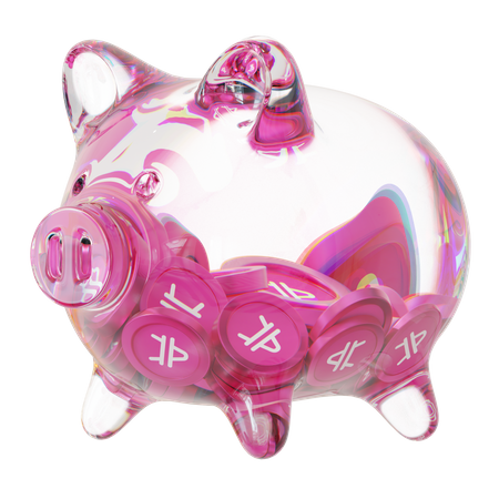 Amp Clear Glass Piggy Bank With Decreasing Piles Of Crypto Coins  3D Icon