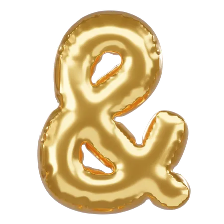 Ampersand Symbol 3 D Illustration In Golden Balloon Style 3D Icon