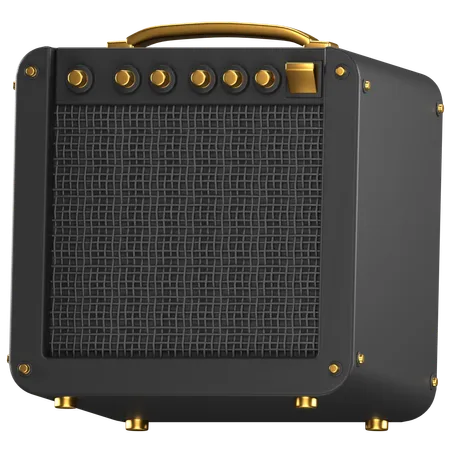 3 D Illustration Of A Black And Gold Amplifier 3D Icon