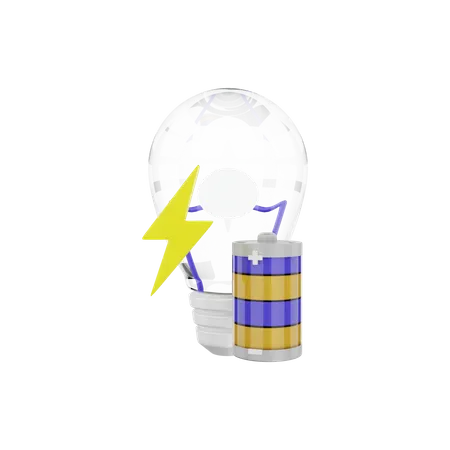 Ampoule alimentée par batterie  3D Illustration