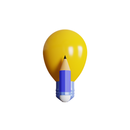 Ampoule avec un crayon  3D Icon