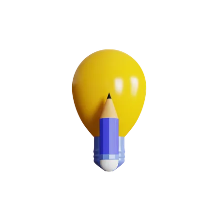 Ampoule avec un crayon  3D Icon