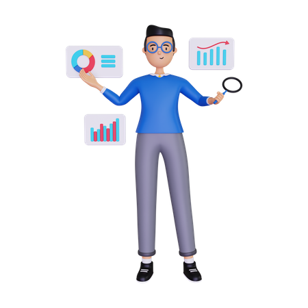 Analisador de dados de negócios  3D Illustration