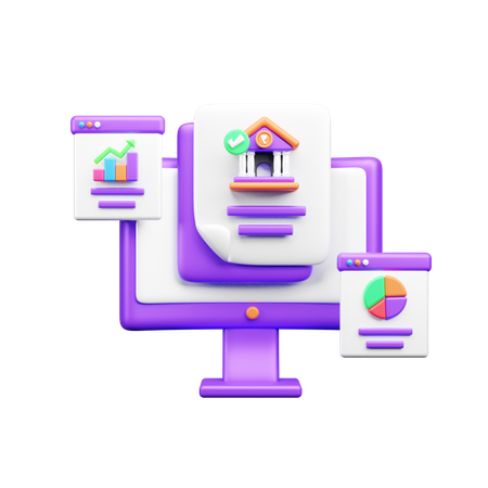 Análise bancária on-line  3D Icon