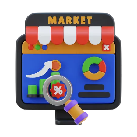 Análise de mercado  3D Icon