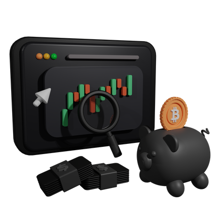 Análise do mercado bitcoin  3D Illustration