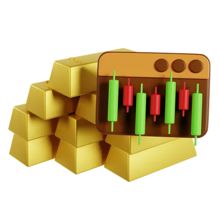 Análise do Mercado de Investimento Dourado  3D Icon