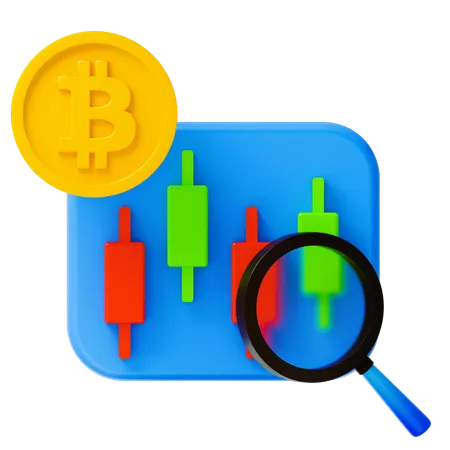 Análisis de bitcoins  3D Icon