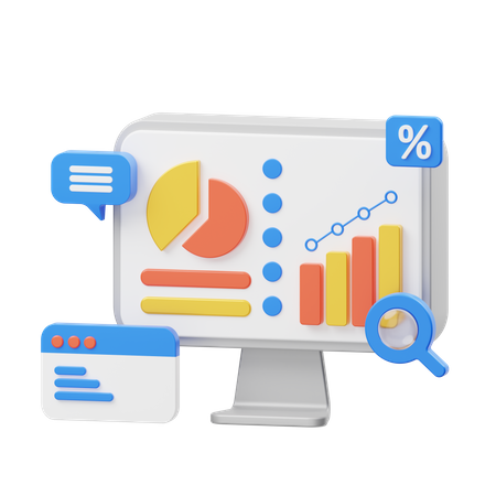 Presentación de datos de análisis  3D Icon