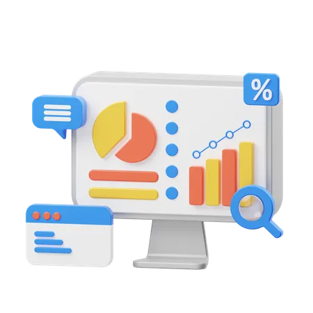 Presentación de datos de análisis  3D Icon