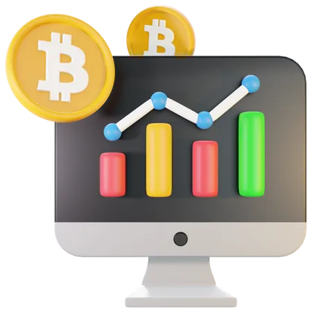 Análisis de bitcoins en línea  3D Illustration