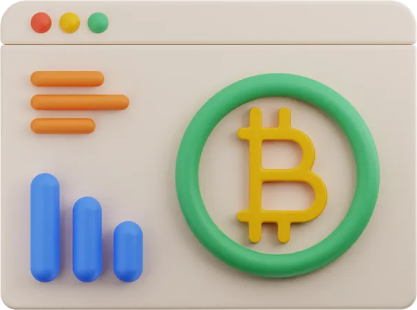 Análisis de bitcoins en línea  3D Illustration