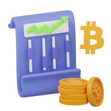 Análisis de crecimiento de bitcoins  3D Icon