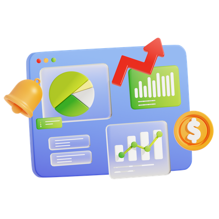 Análisis de datos y crecimiento de las ganancias  3D Icon