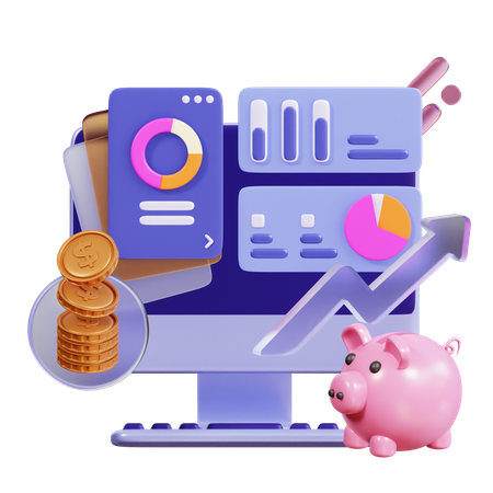 Análisis de gráficos de negocios  3D Icon